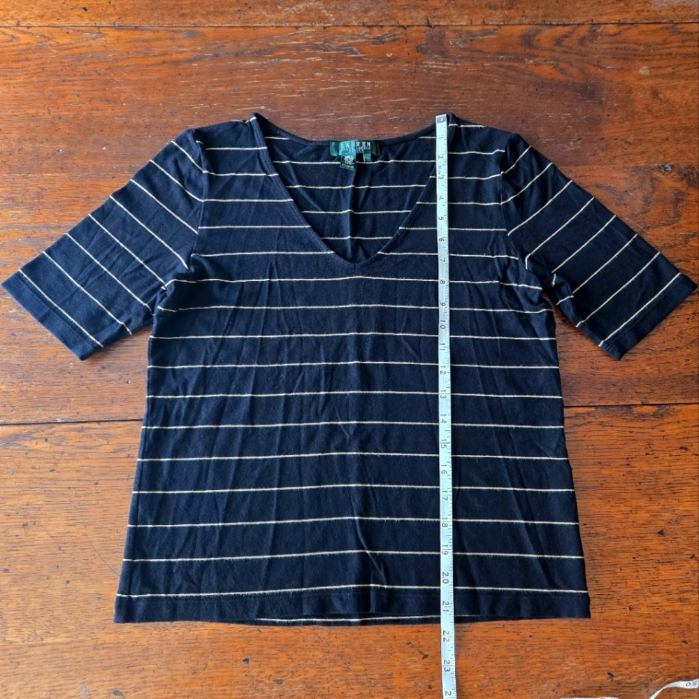 Shirt Ralph Lauren Stretch Rayon Short Sleeve Tunic Striped PL